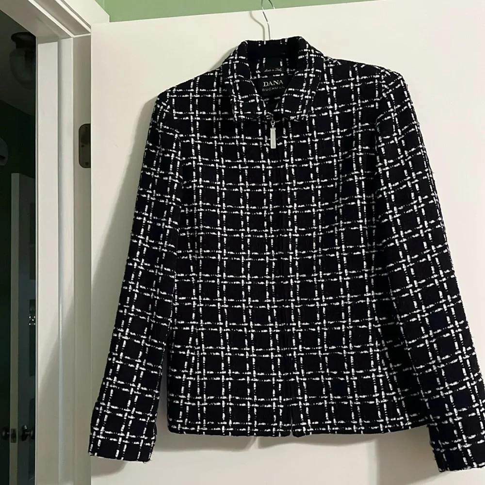 Dana Buchman navy and white jacket. Size 10 - Picture 1 of 4
